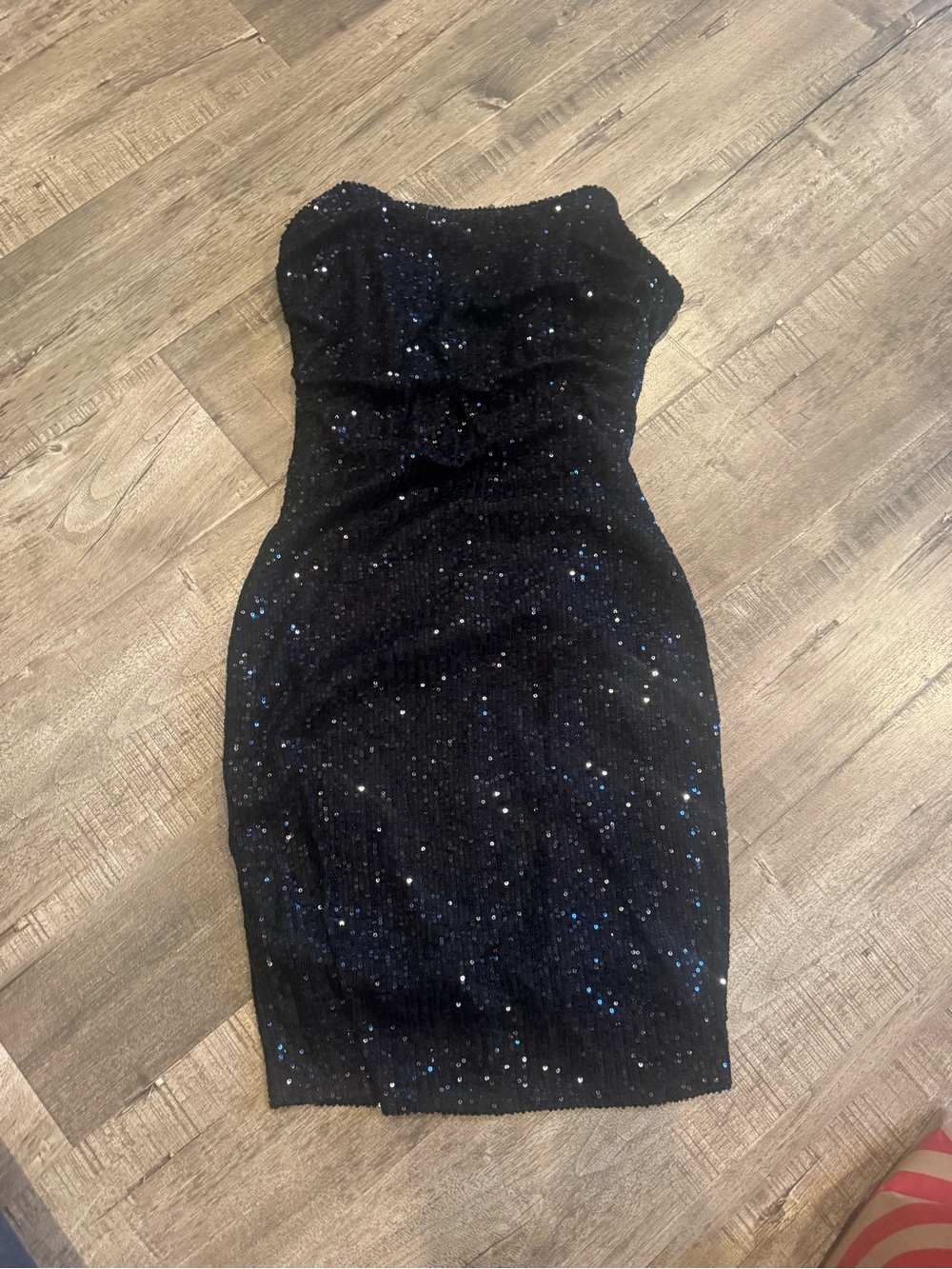 Strapless Black Sequin Bodycon Dress - NWOT